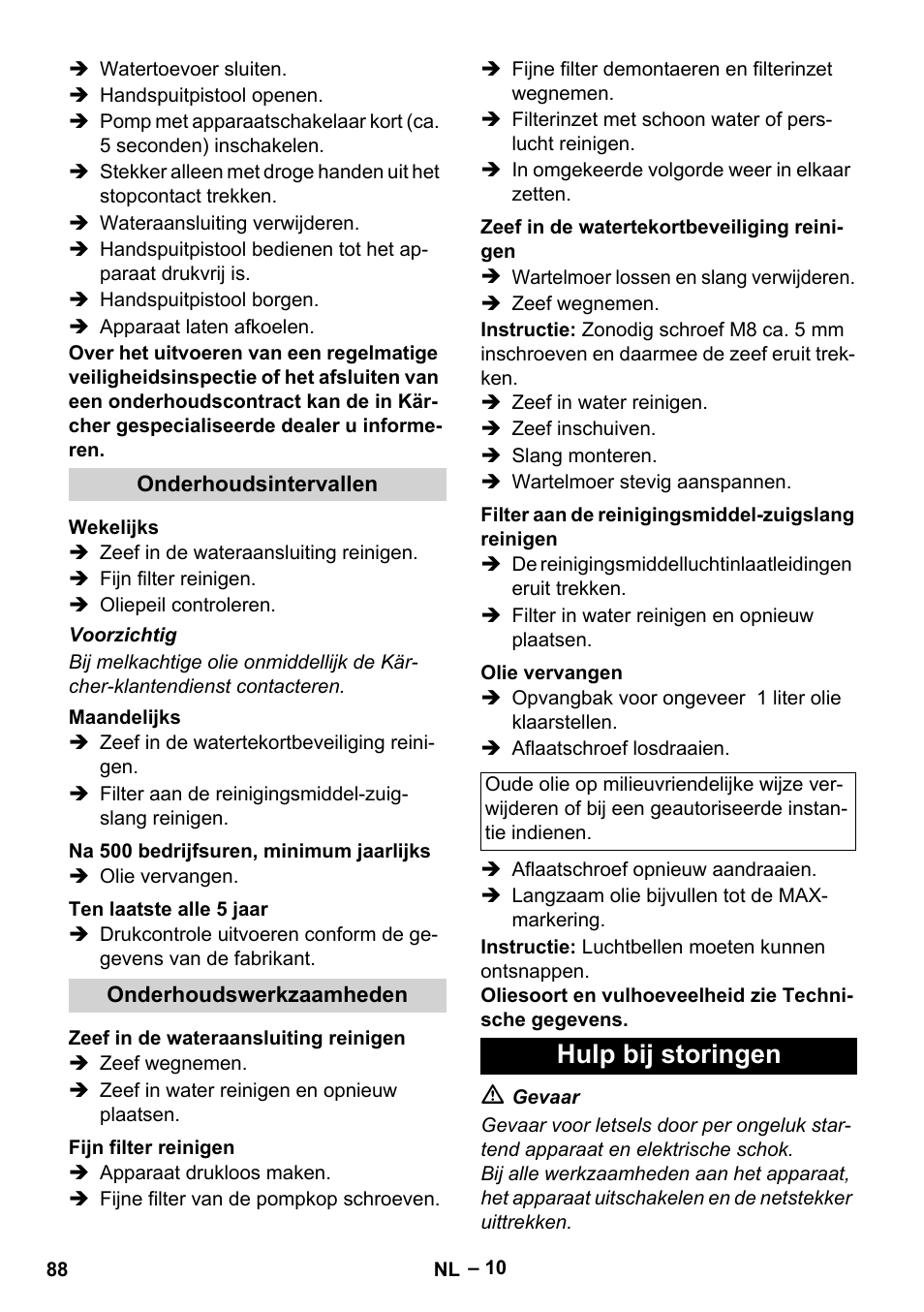 Hulp bij storingen | Karcher HDS 9-18-4M User Manual | Page 88 / 500