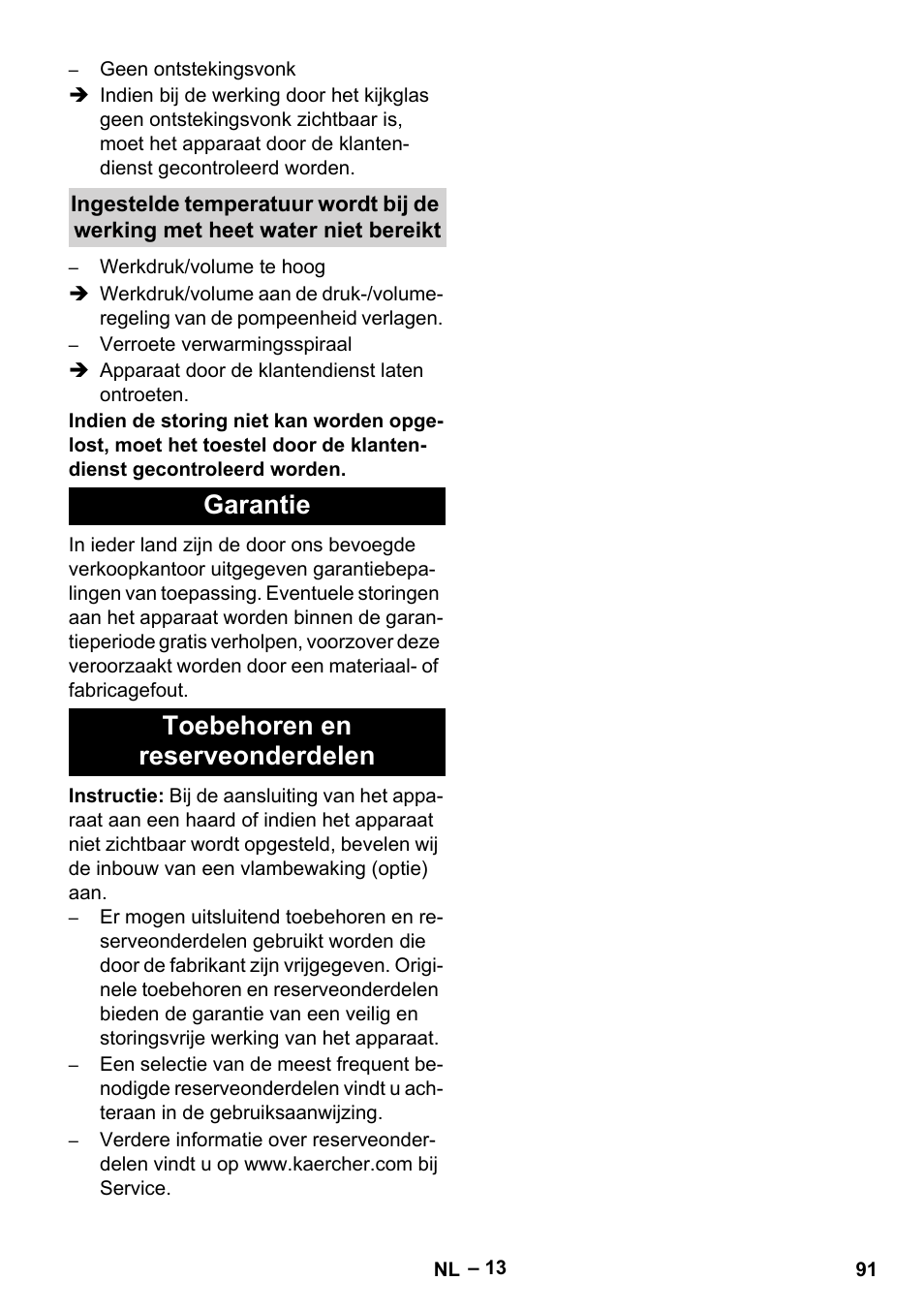 Garantie toebehoren en reserveonderdelen | Karcher HDS 9-18-4M User Manual | Page 91 / 500