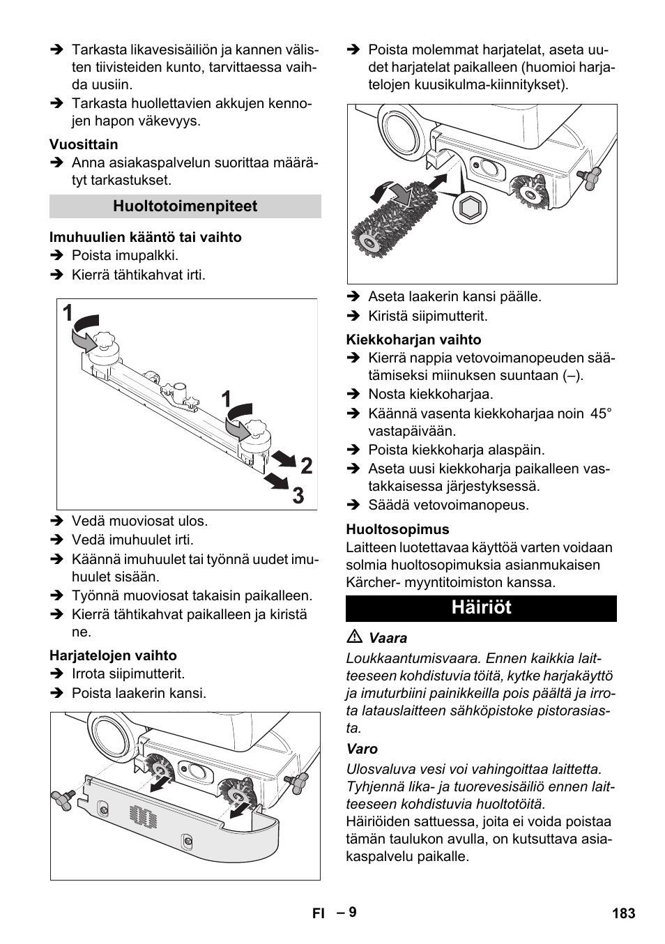 Häiriöt | Karcher BD 530 Bp User Manual | Page 183 / 384