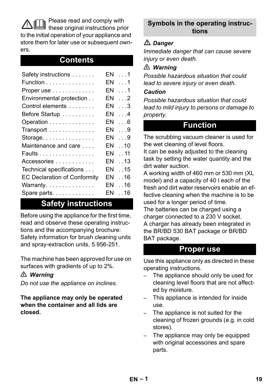 Karcher BD 530 Bp User Manual | Page 19 / 384