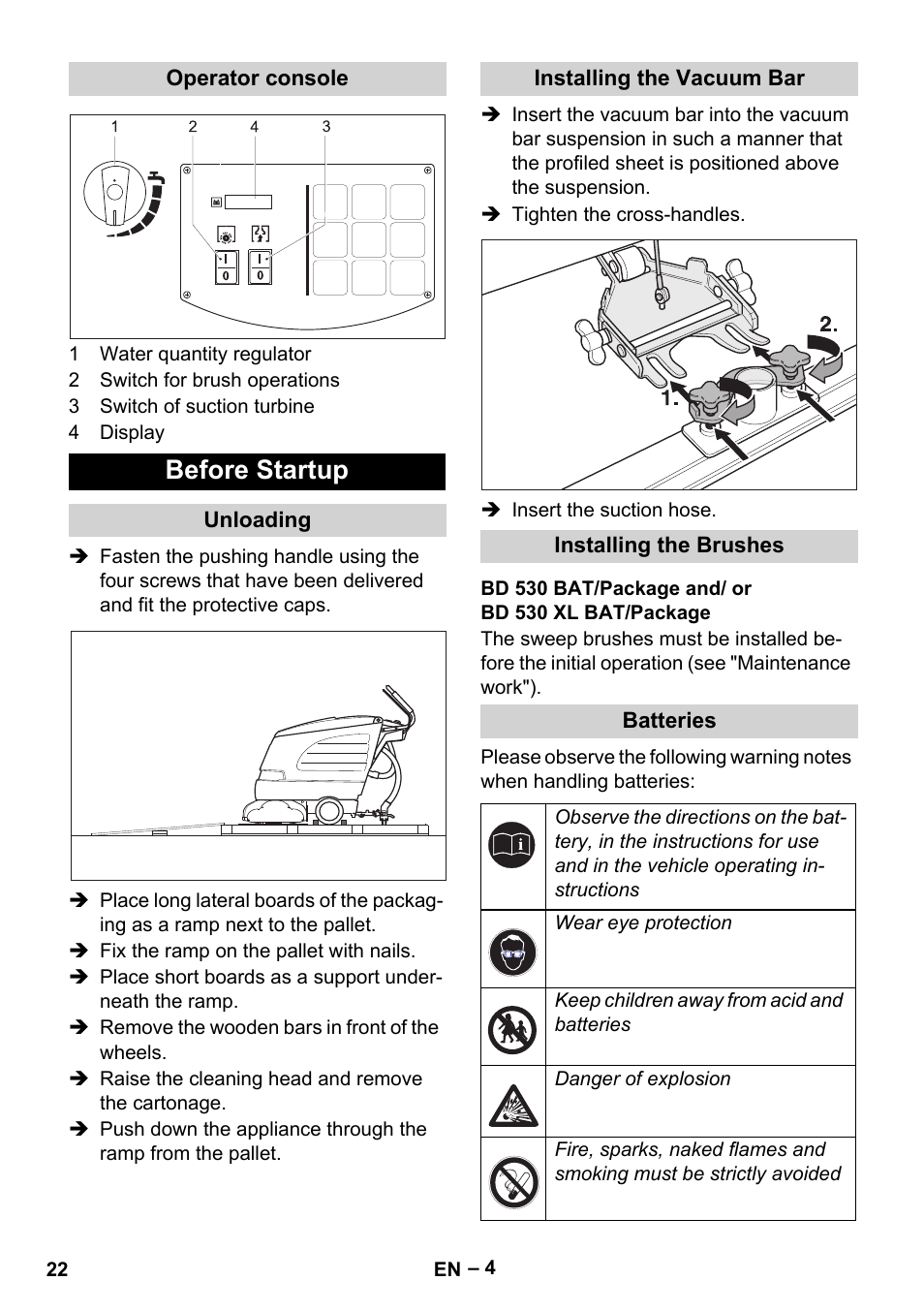 Before startup | Karcher BD 530 Bp User Manual | Page 22 / 384