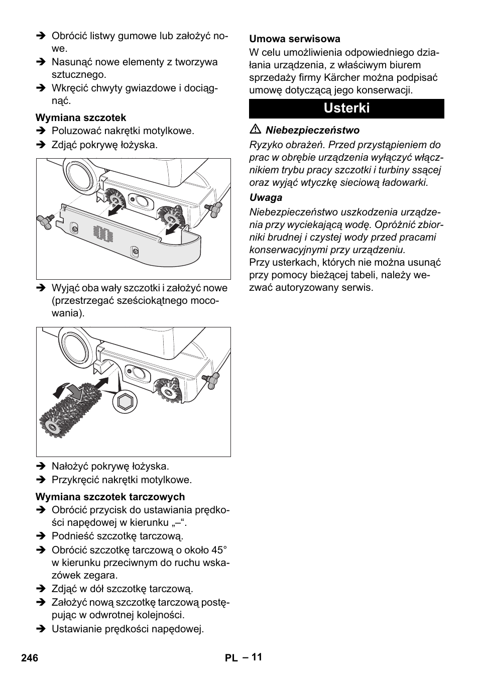 Usterki | Karcher BD 530 Bp User Manual | Page 246 / 384