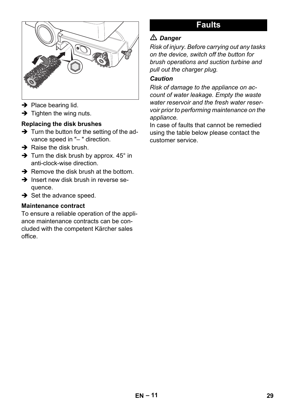 Faults | Karcher BD 530 Bp User Manual | Page 29 / 384