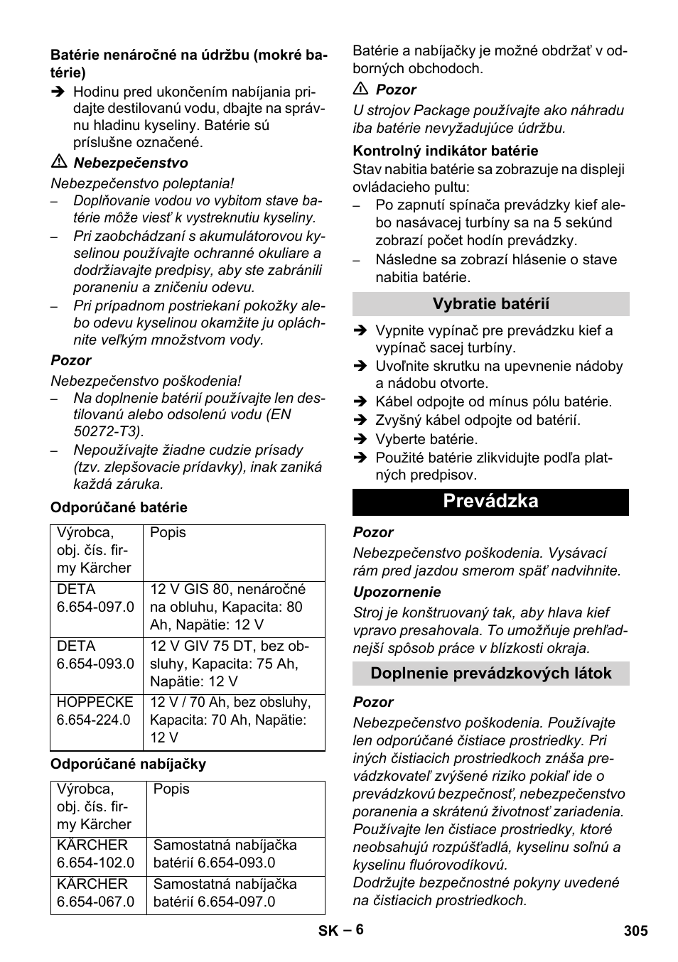 Prevádzka | Karcher BD 530 Bp User Manual | Page 305 / 384