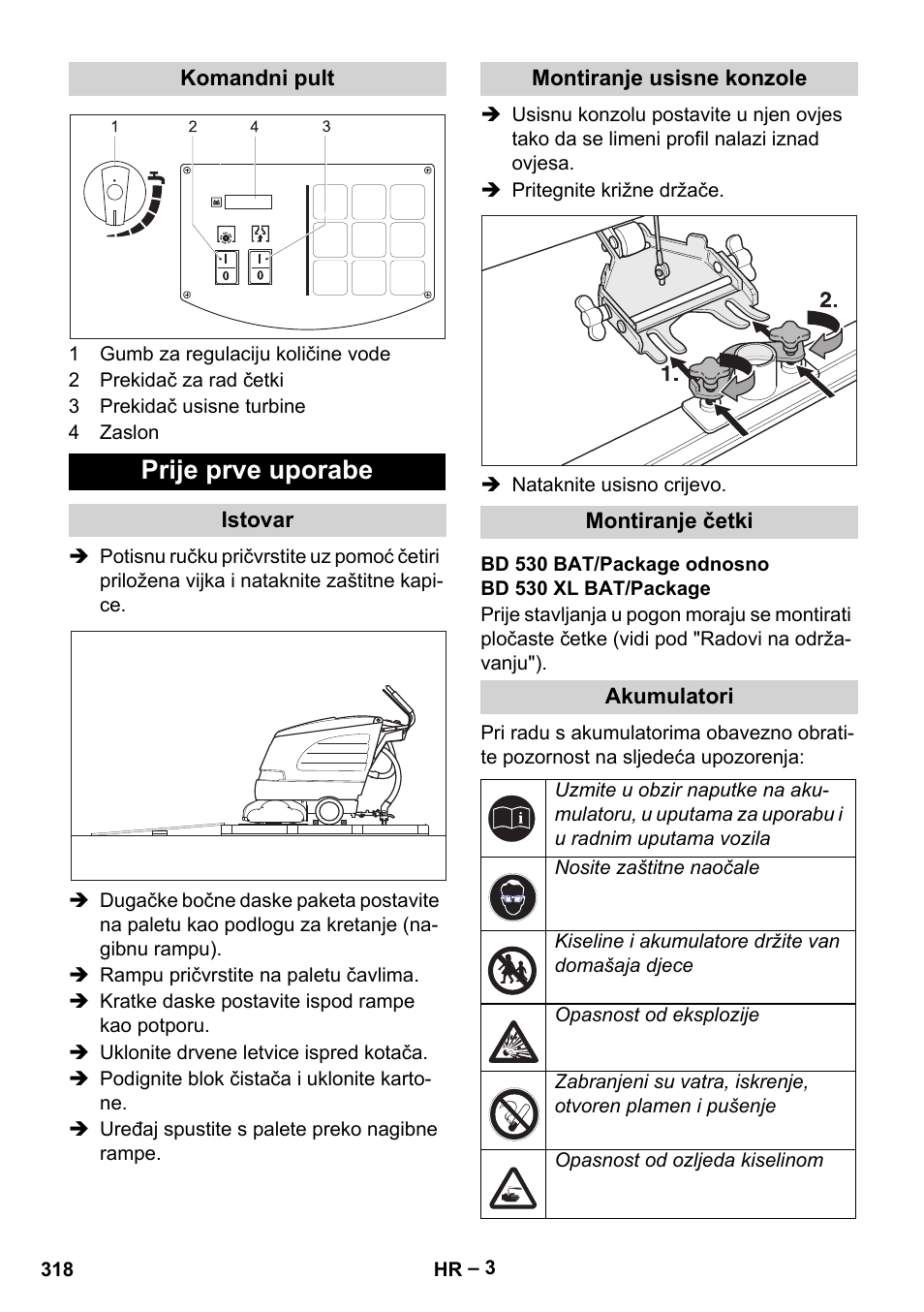 Prije prve uporabe | Karcher BD 530 Bp User Manual | Page 318 / 384