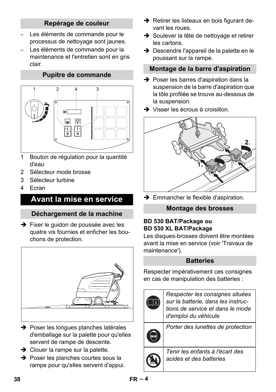 Avant la mise en service | Karcher BD 530 Bp User Manual | Page 38 / 384