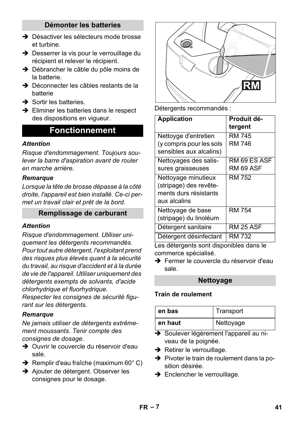 Fonctionnement | Karcher BD 530 Bp User Manual | Page 41 / 384