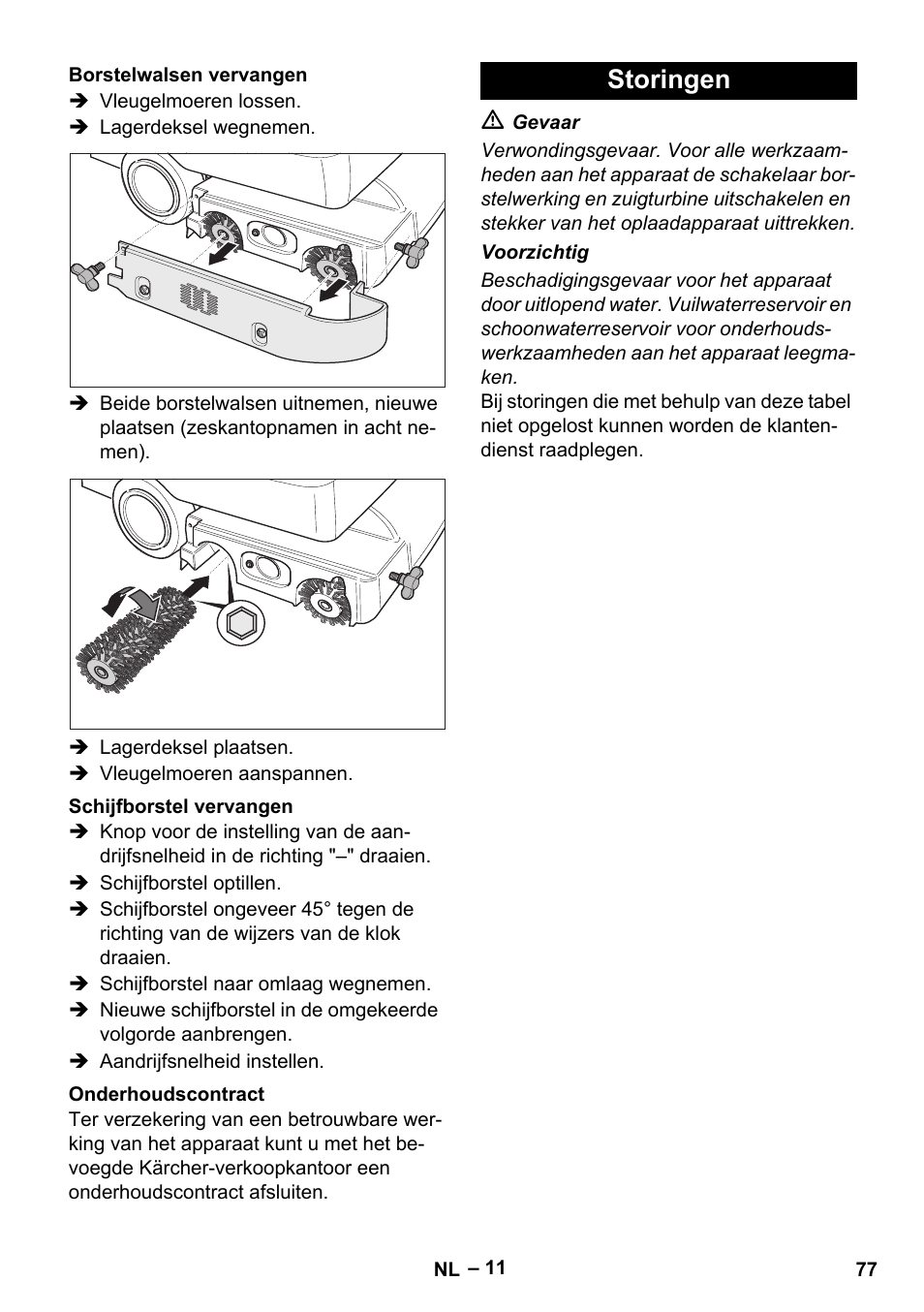 Storingen | Karcher BD 530 Bp User Manual | Page 77 / 384