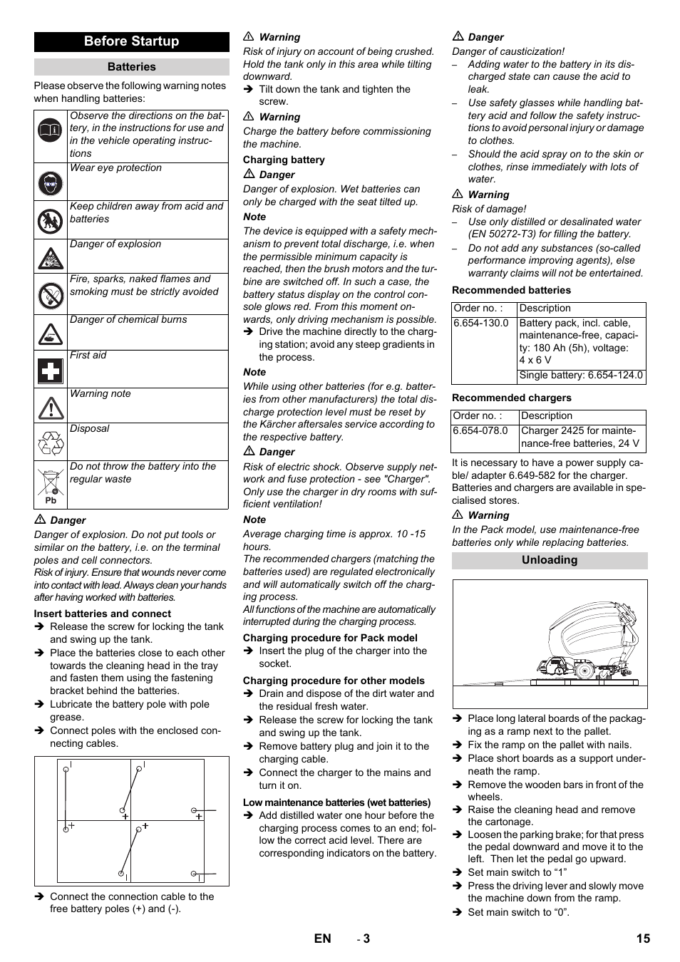 Before startup | Karcher B 80 W Bp Pack User Manual | Page 15 / 260