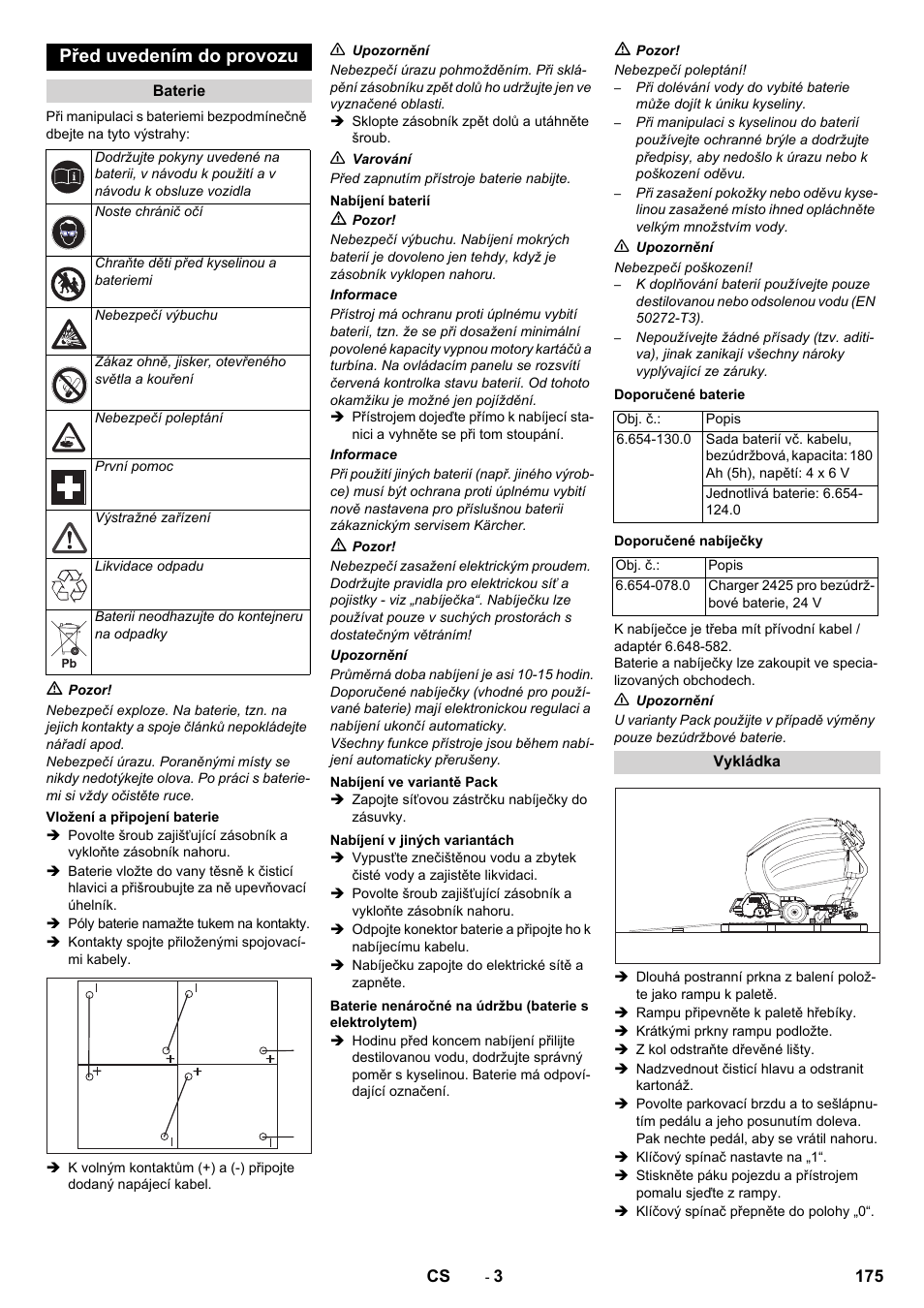 Před uvedením do provozu | Karcher B 80 W Bp Pack User Manual | Page 175 / 260