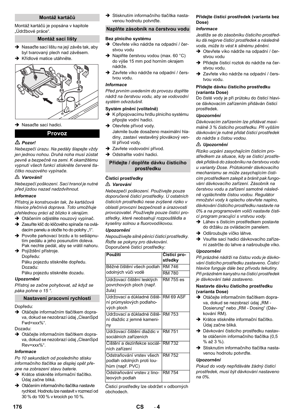 Provoz | Karcher B 80 W Bp Pack User Manual | Page 176 / 260