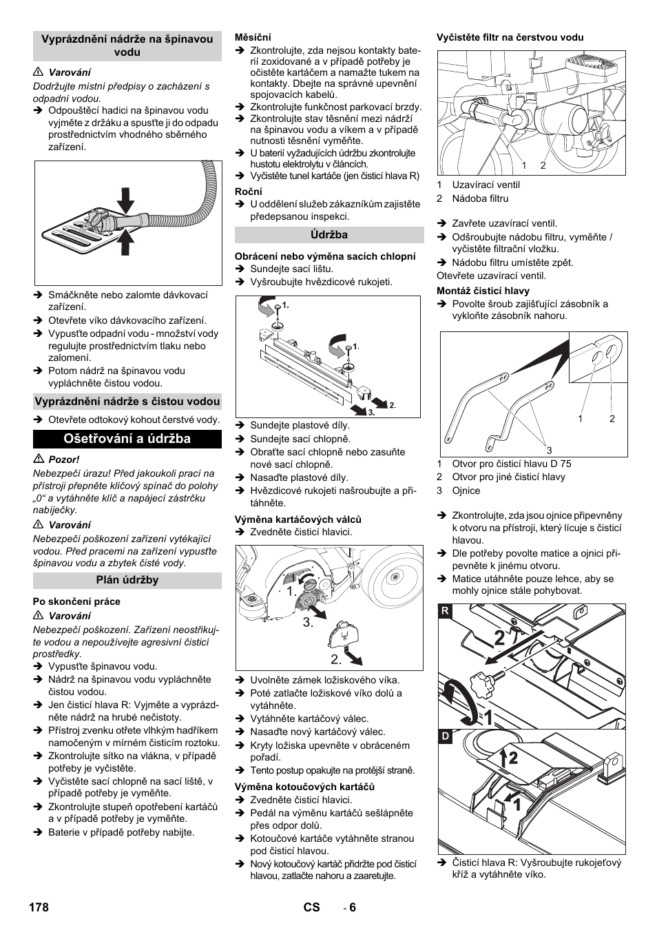 Ošetřování a údržba | Karcher B 80 W Bp Pack User Manual | Page 178 / 260