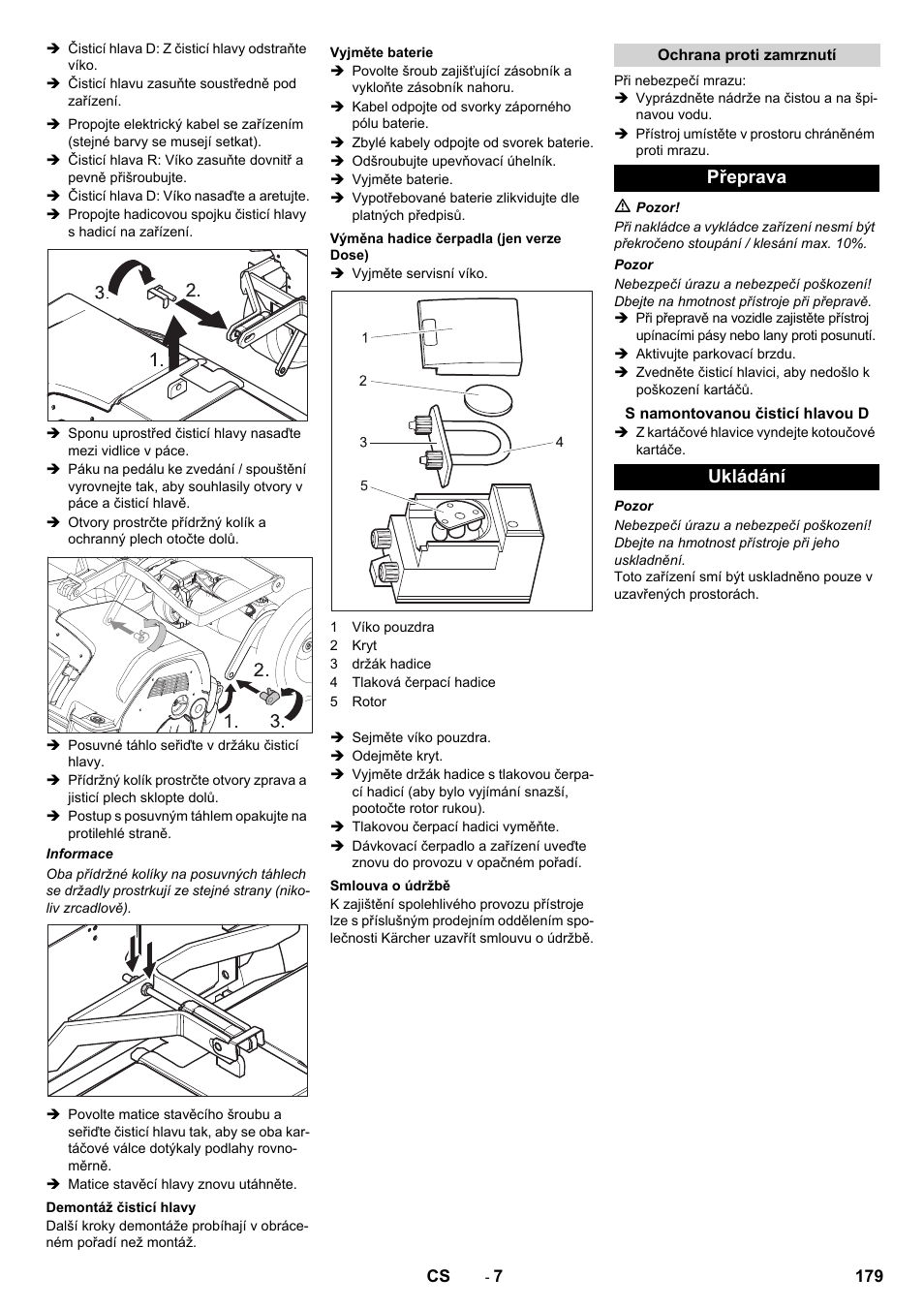 Přeprava, Ukládání | Karcher B 80 W Bp Pack User Manual | Page 179 / 260