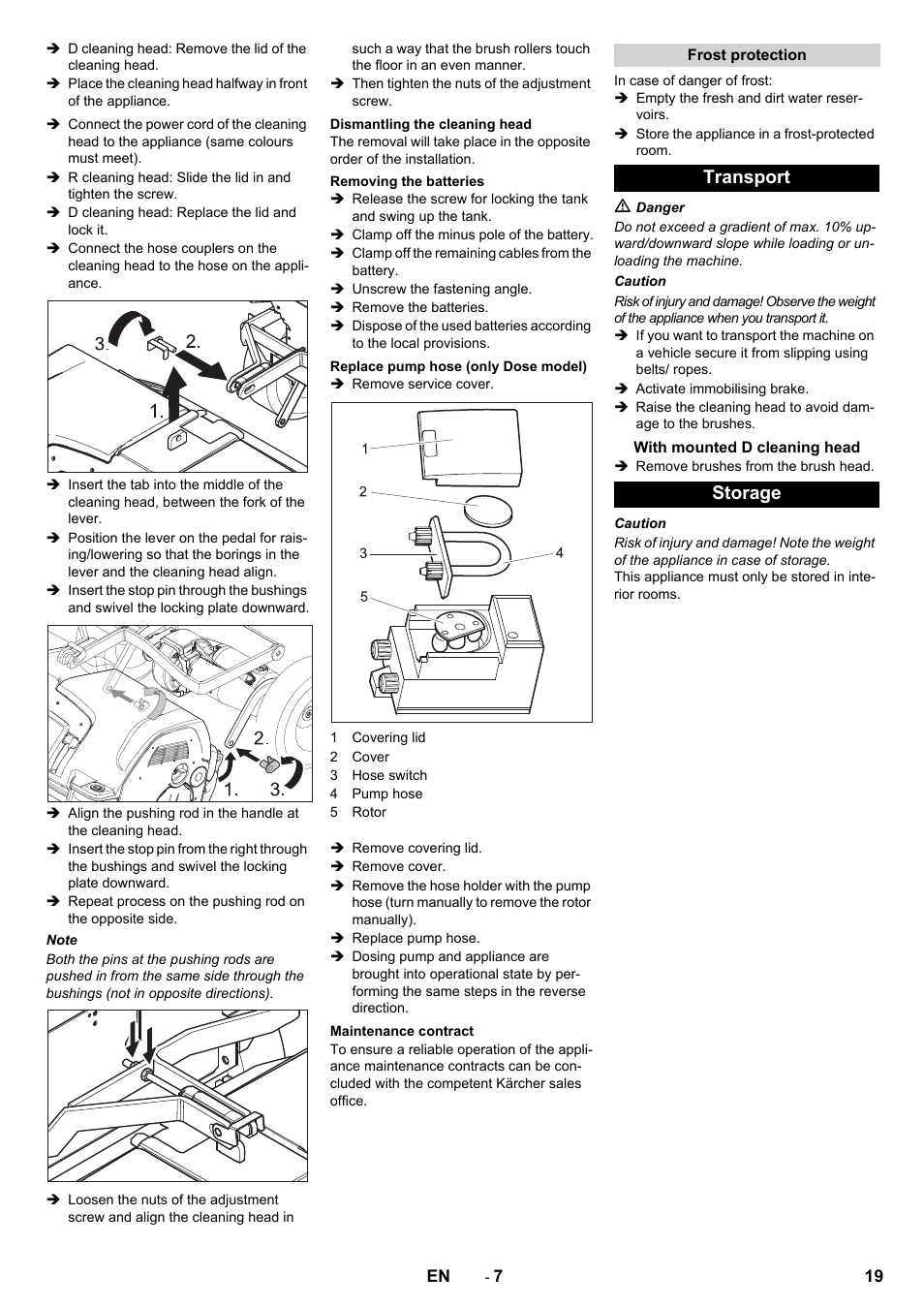 Transport, Storage | Karcher B 80 W Bp Pack User Manual | Page 19 / 260