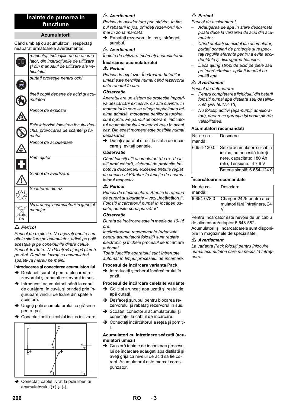 Înainte de punerea în funcţiune | Karcher B 80 W Bp Pack User Manual | Page 206 / 260