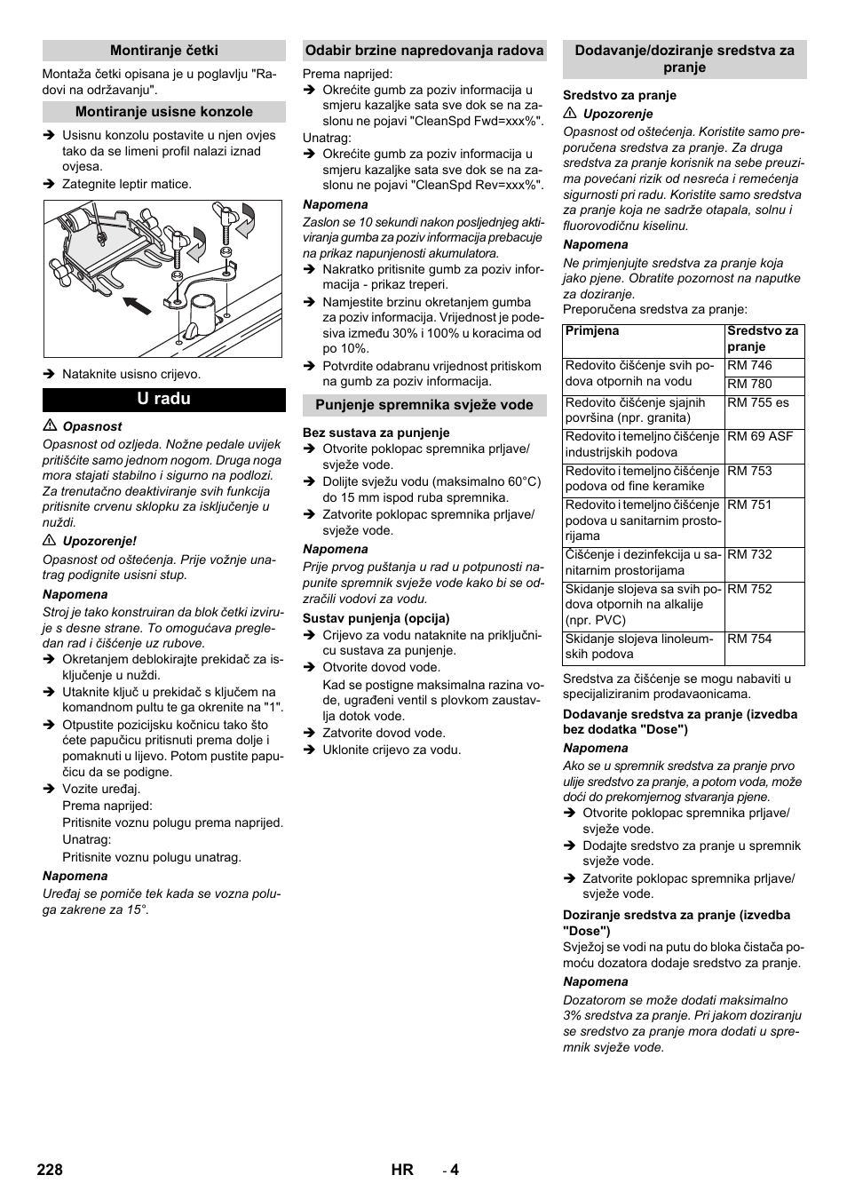 U radu | Karcher B 80 W Bp Pack User Manual | Page 228 / 260