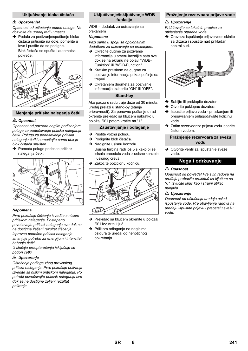 Nega i održavanje | Karcher B 80 W Bp Pack User Manual | Page 241 / 260
