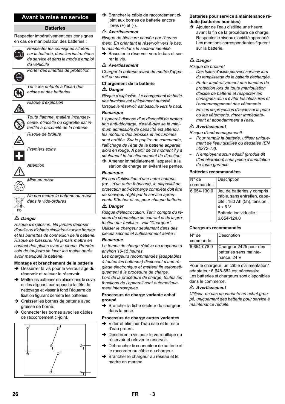 Avant la mise en service | Karcher B 80 W Bp Pack User Manual | Page 26 / 260