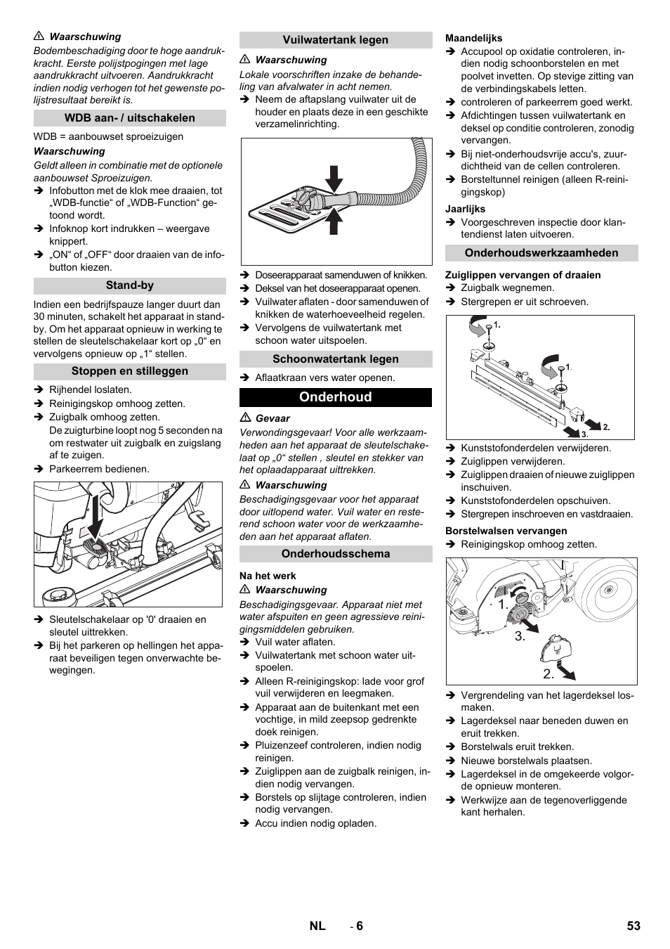 Onderhoud | Karcher B 80 W Bp Pack User Manual | Page 53 / 260