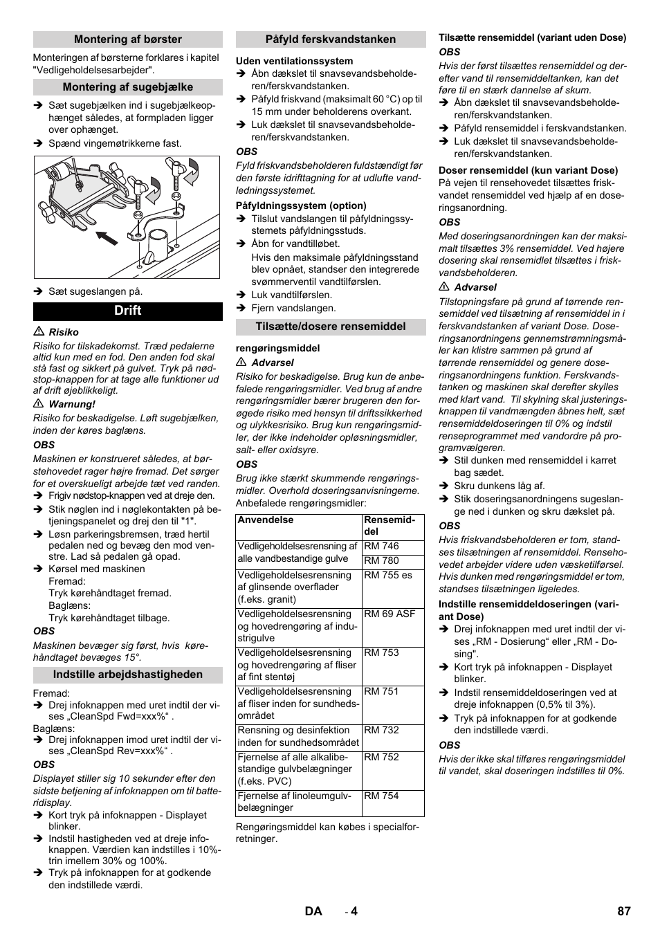 Drift | Karcher B 80 W Bp Pack User Manual | Page 87 / 260