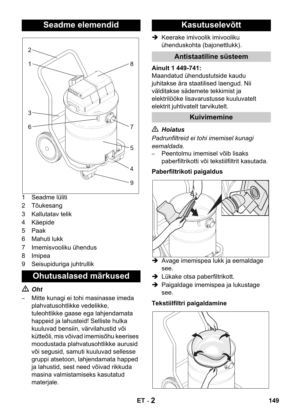 Karcher Промышленный пылесос NT 802 IV User Manual | Page 149 / 176