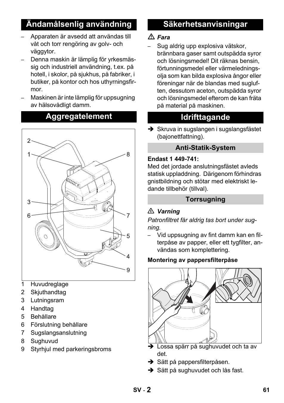 Karcher Промышленный пылесос NT 802 IV User Manual | Page 61 / 176