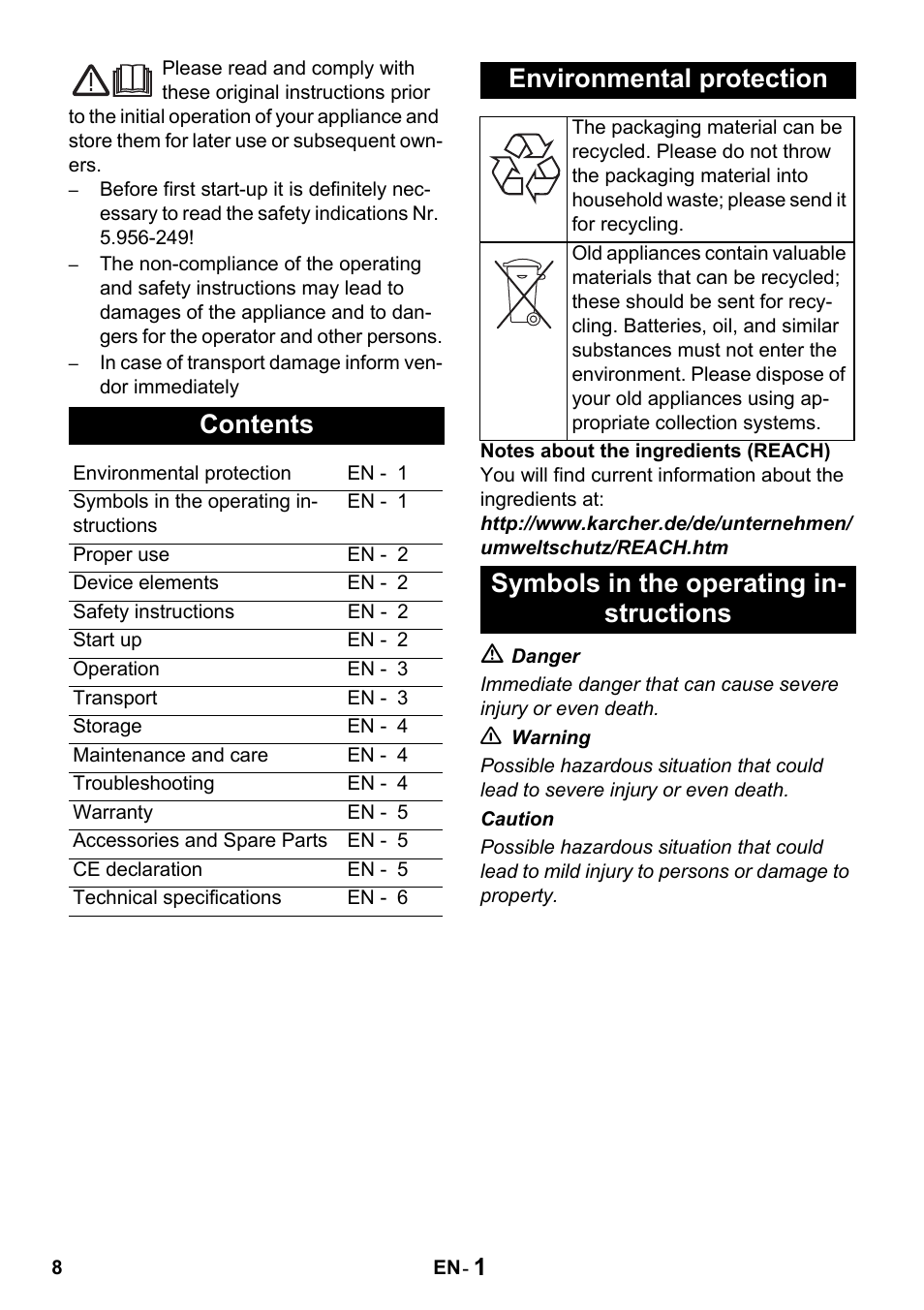 Karcher Промышленный пылесос NT 802 IV User Manual | Page 8 / 176