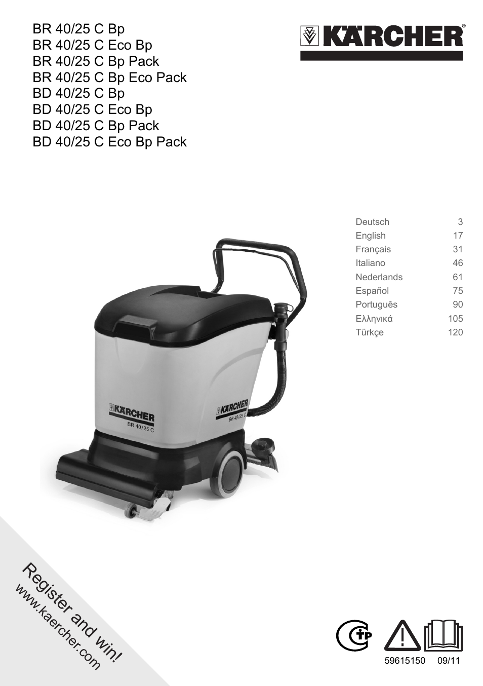 Karcher BR 40-25 C Bp Pack User Manual | 136 pages