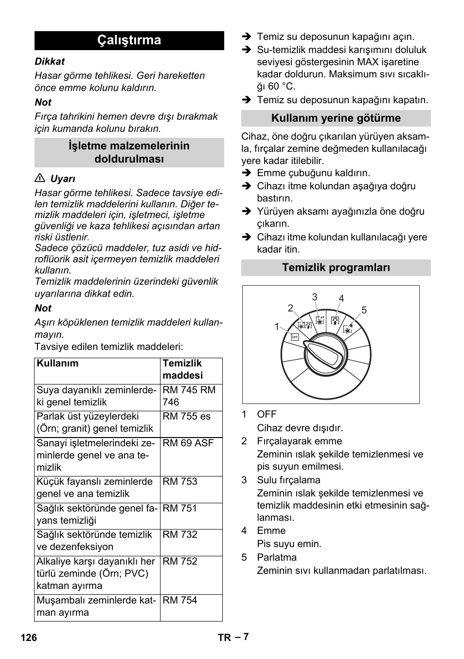 Çalıştırma | Karcher BR 40-25 C Bp Pack User Manual | Page 126 / 136