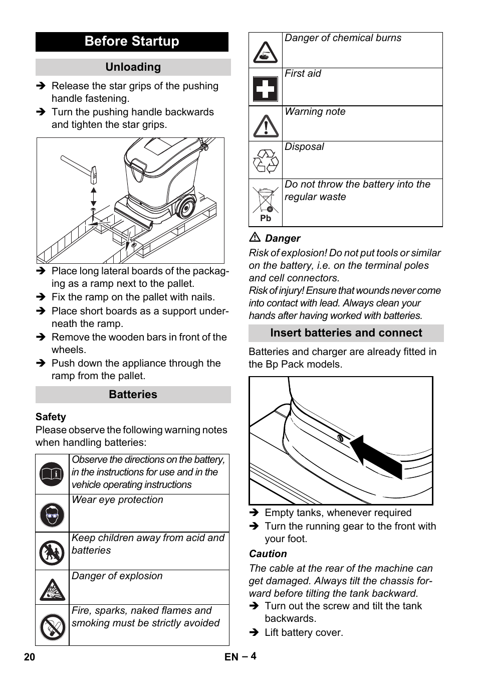 Before startup | Karcher BR 40-25 C Bp Pack User Manual | Page 20 / 136