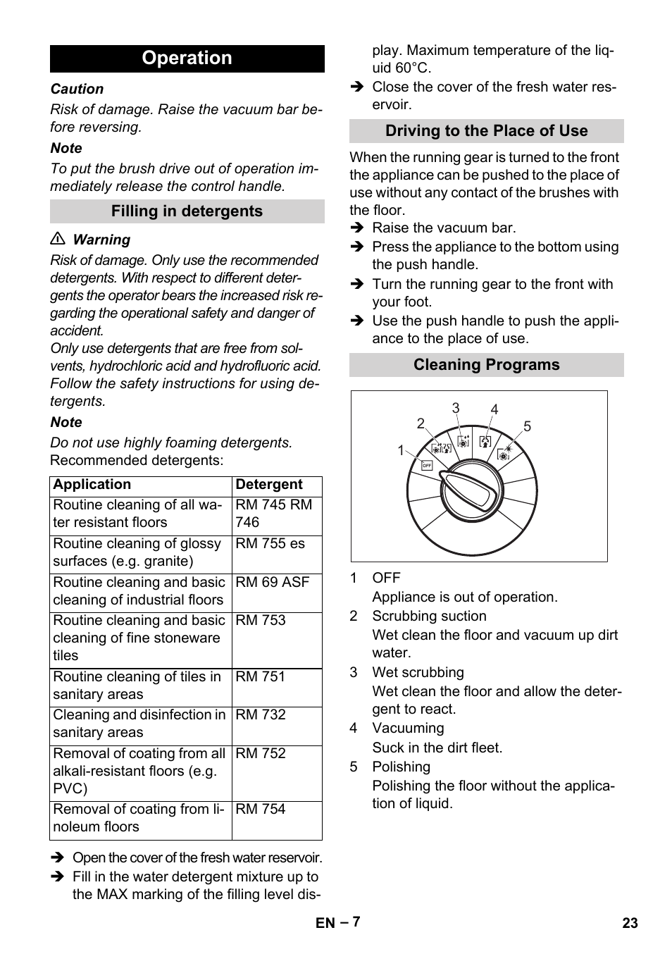 Operation | Karcher BR 40-25 C Bp Pack User Manual | Page 23 / 136