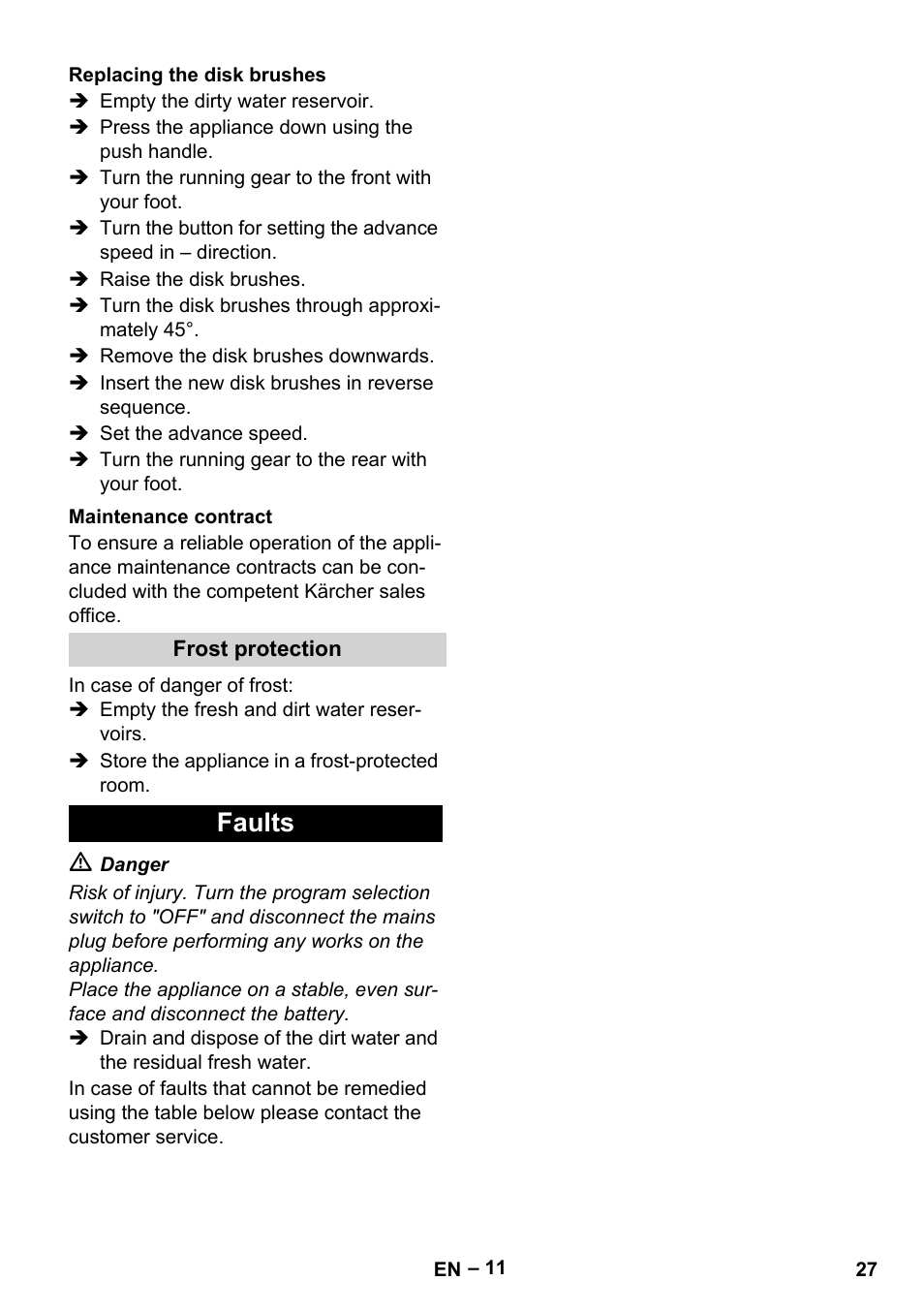 Faults | Karcher BR 40-25 C Bp Pack User Manual | Page 27 / 136