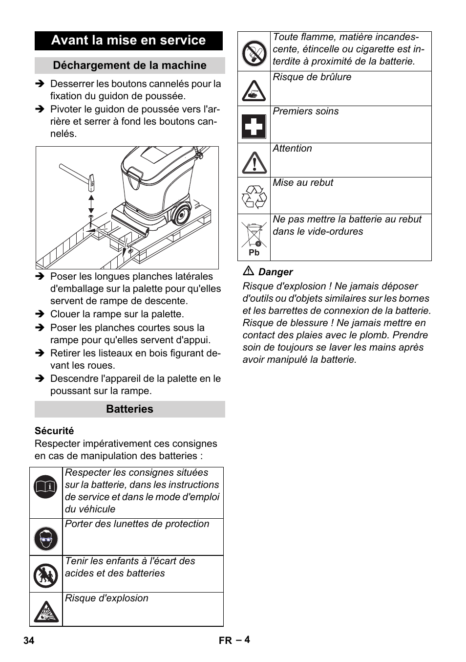 Avant la mise en service | Karcher BR 40-25 C Bp Pack User Manual | Page 34 / 136