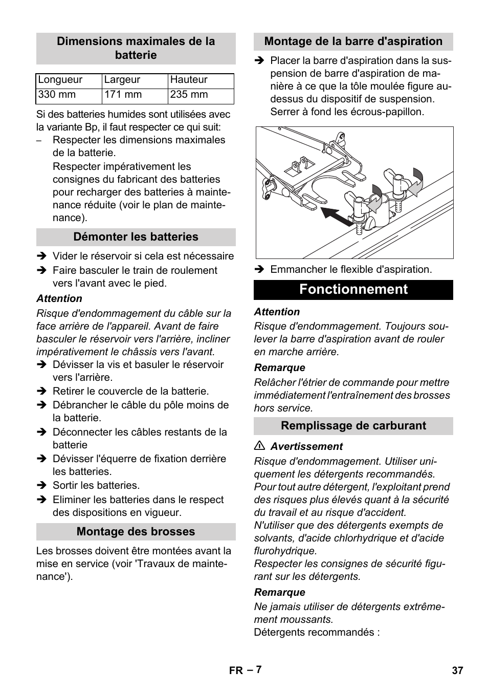 Fonctionnement | Karcher BR 40-25 C Bp Pack User Manual | Page 37 / 136