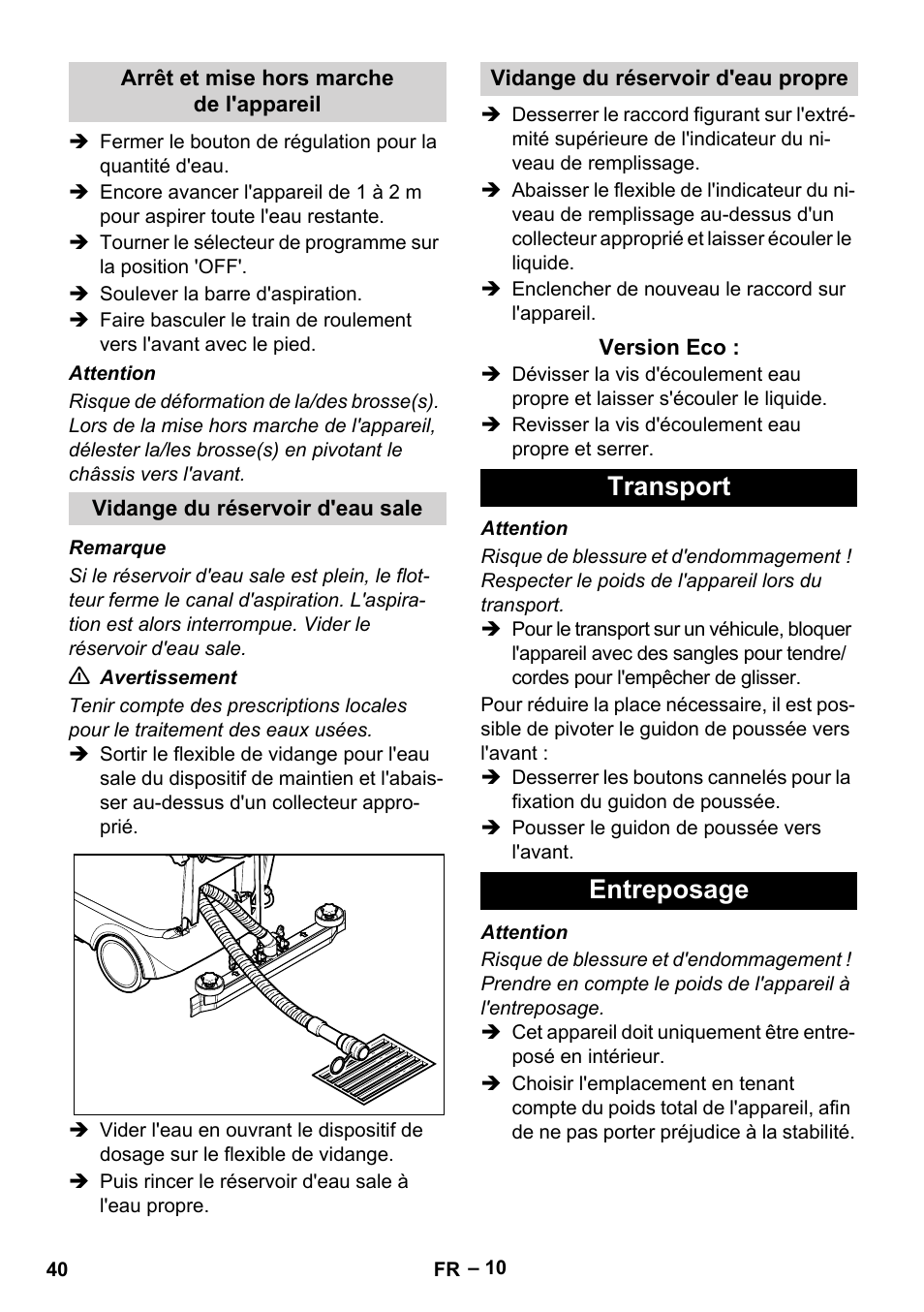 Transport entreposage | Karcher BR 40-25 C Bp Pack User Manual | Page 40 / 136