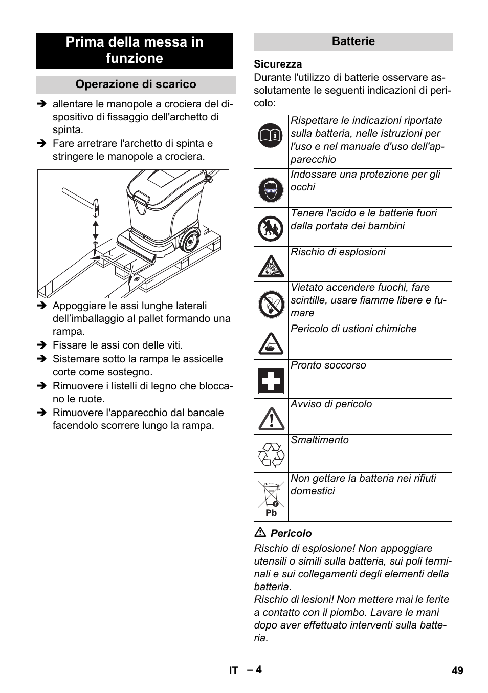 Prima della messa in funzione | Karcher BR 40-25 C Bp Pack User Manual | Page 49 / 136