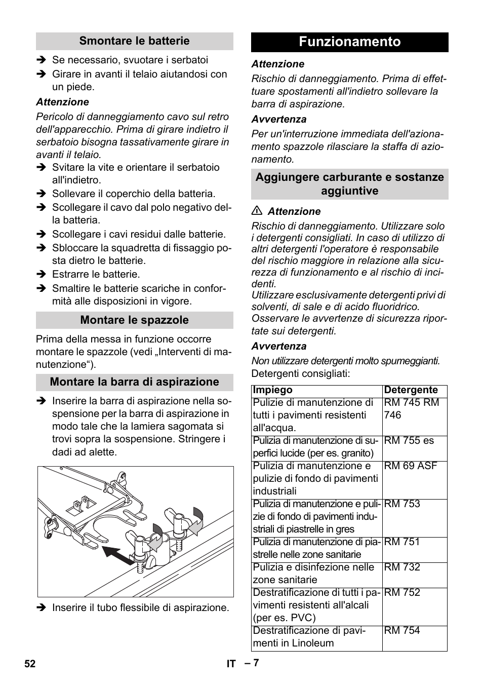 Funzionamento | Karcher BR 40-25 C Bp Pack User Manual | Page 52 / 136