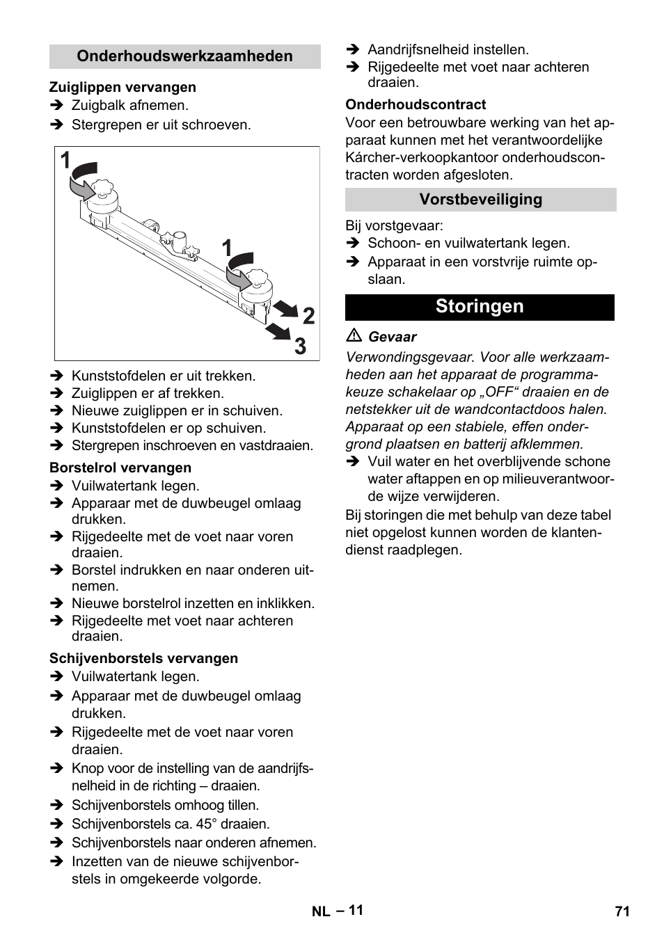 Storingen | Karcher BR 40-25 C Bp Pack User Manual | Page 71 / 136