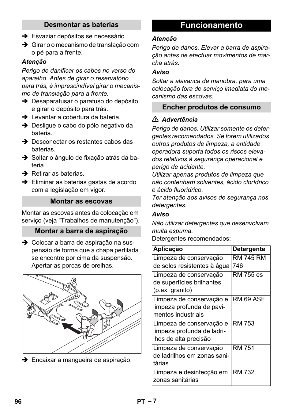 Funcionamento | Karcher BR 40-25 C Bp Pack User Manual | Page 96 / 136