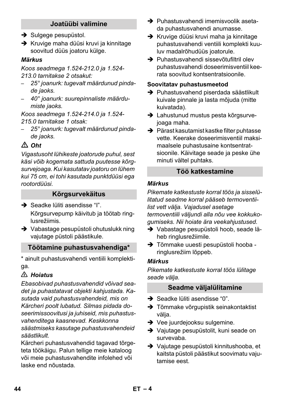 Karcher HD 8-19-4 Cage IN User Manual | Page 44 / 60