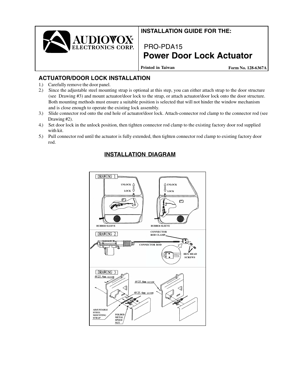 Audiovox PRO-PDA15 User Manual | 1 page