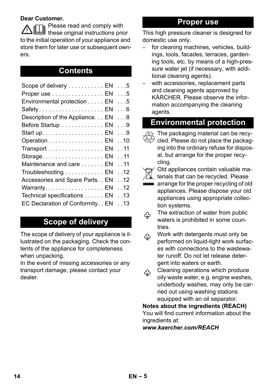 Karcher K 5 Compact User Manual | Page 14 / 278