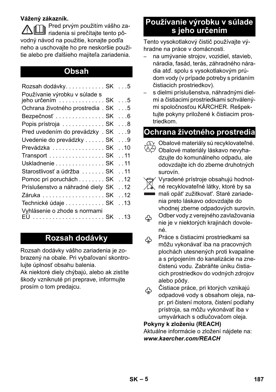 Karcher K 5 Compact User Manual | Page 187 / 278