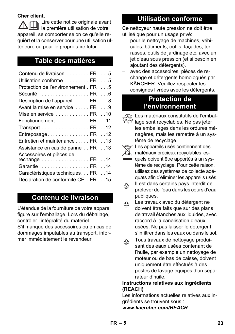 Karcher K 5 Compact User Manual | Page 23 / 278