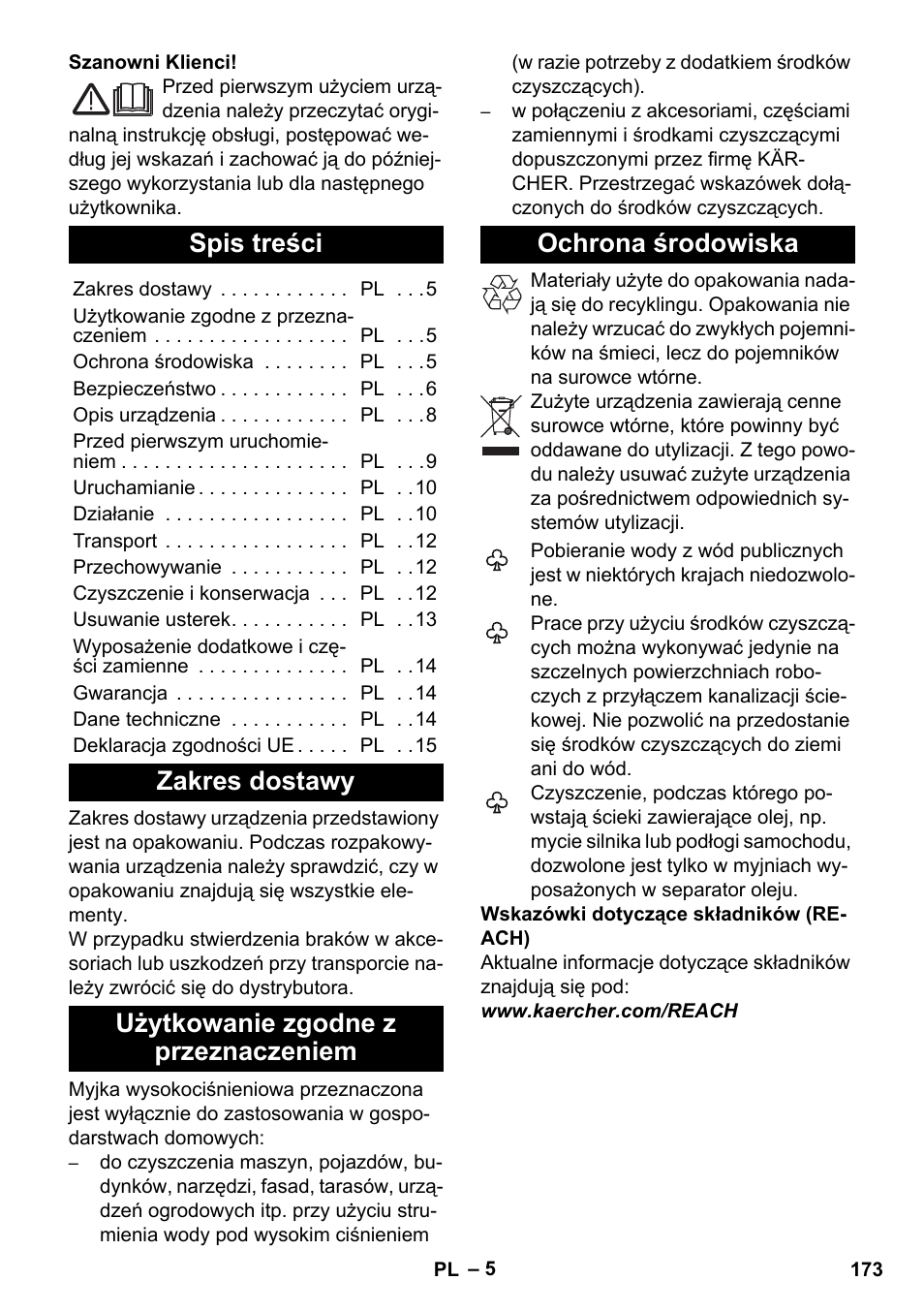 Karcher K 5 Classic User Manual | Page 173 / 286