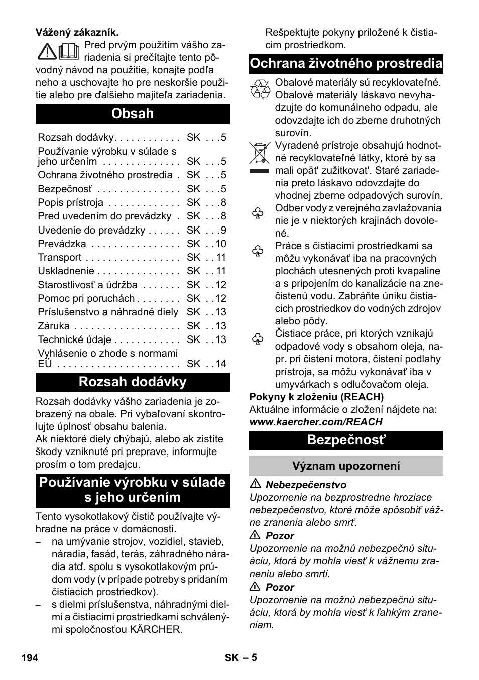 Karcher K 5 Classic User Manual | Page 194 / 286