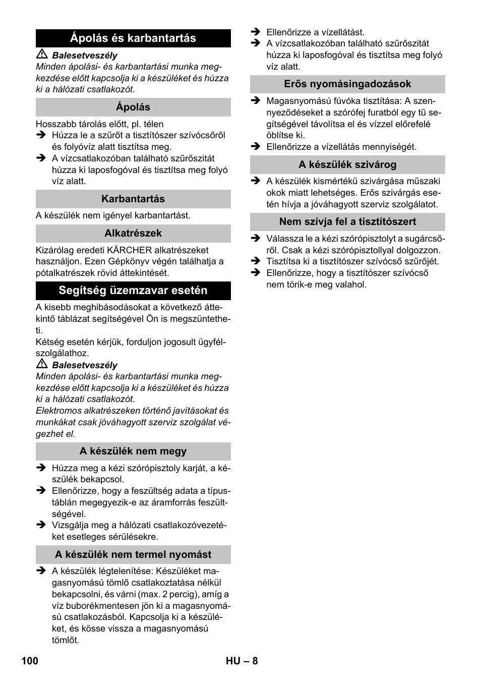 Karcher K 2 Basic User Manual | Page 100 / 180