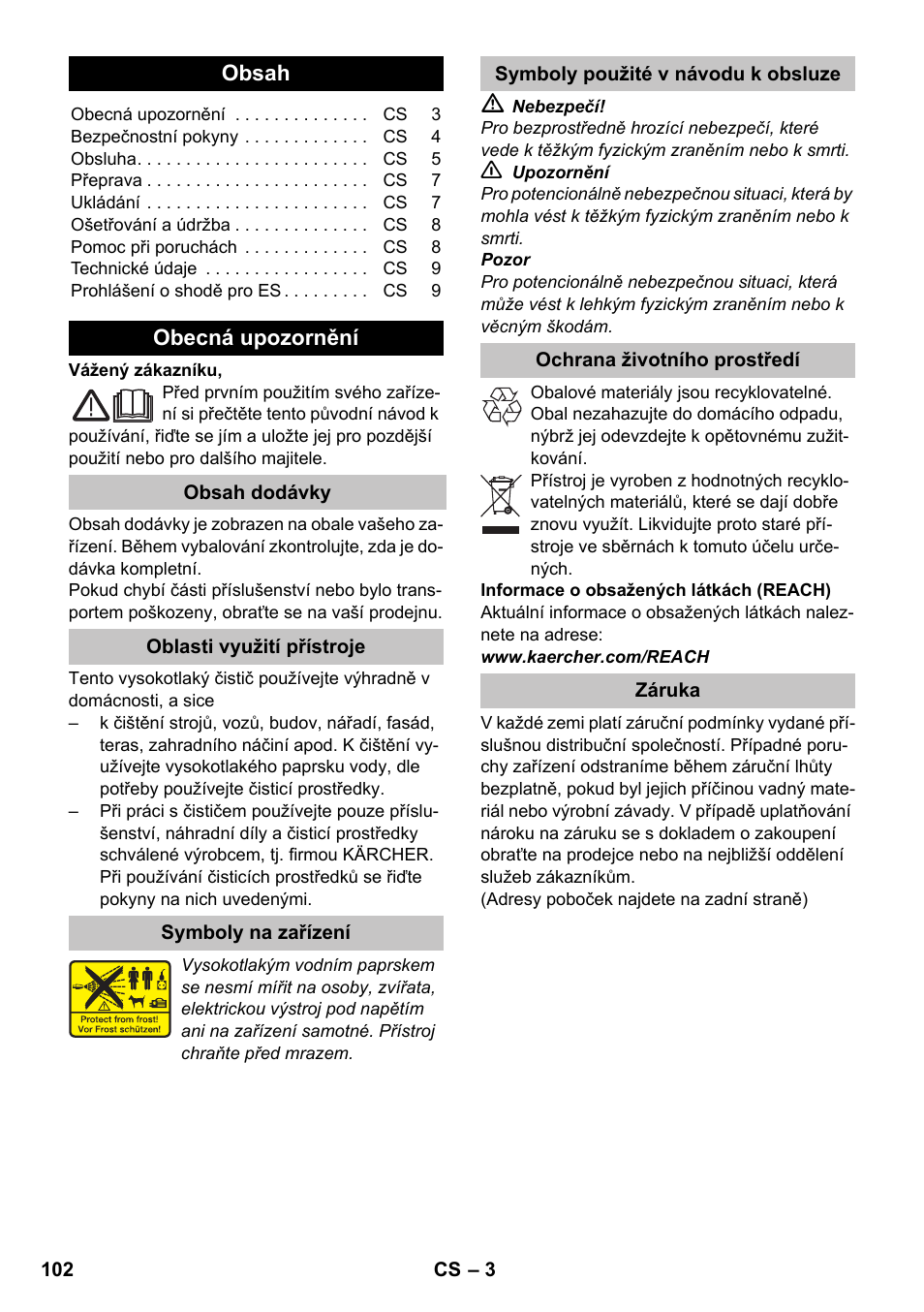 Čeština, Româneşte | Karcher K 2 Basic User Manual | Page 102 / 180