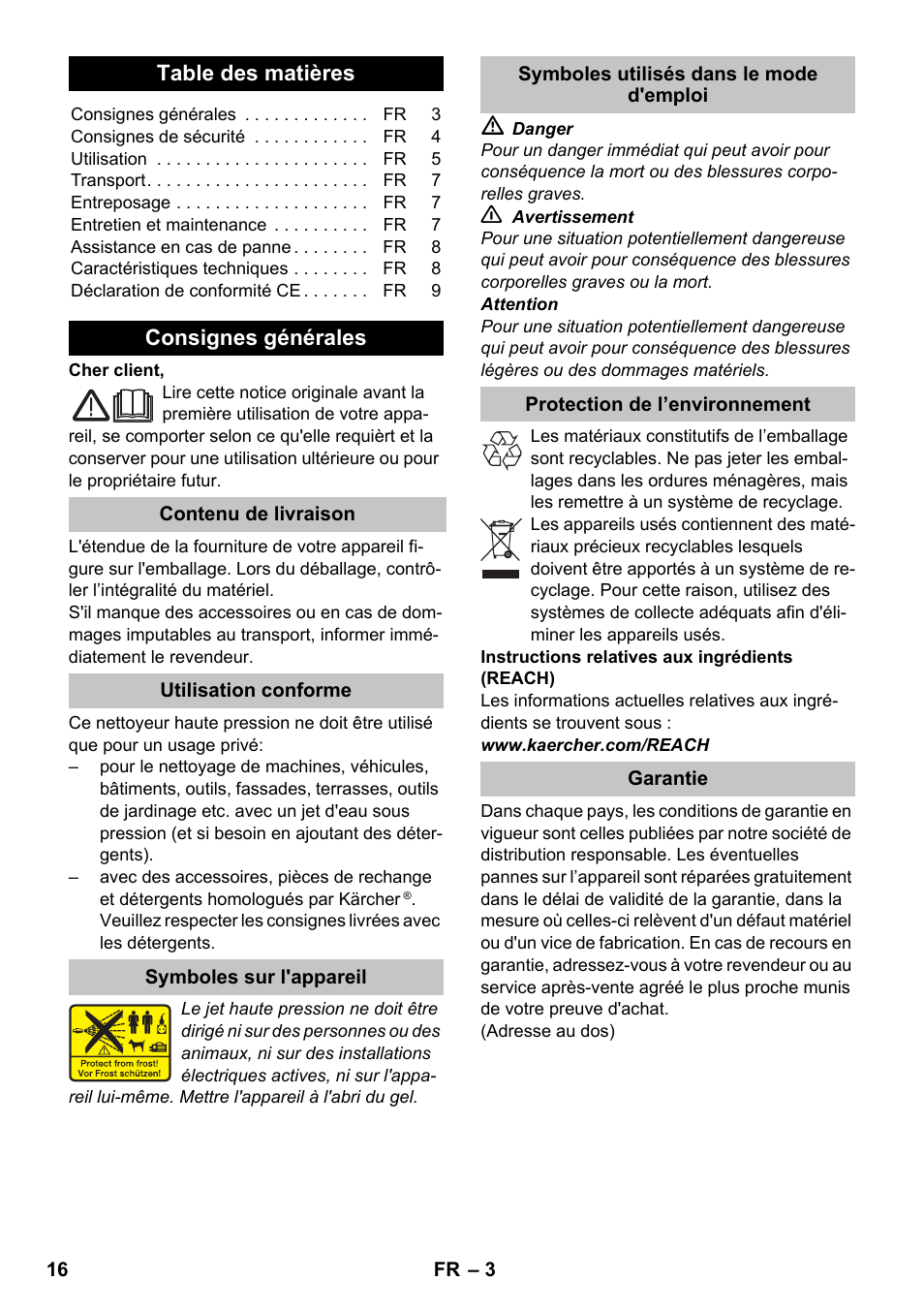 Français | Karcher K 2 Basic User Manual | Page 16 / 180