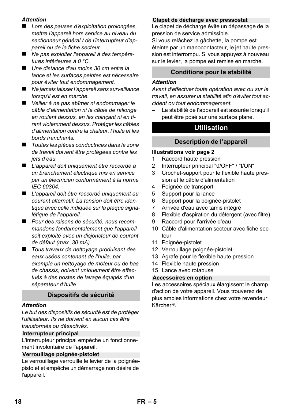 Utilisation | Karcher K 2 Basic User Manual | Page 18 / 180